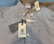 Timberland Men's Light Gray Long Sleeve RF Shirt Cotton Button Up (Size XXL/TTG)