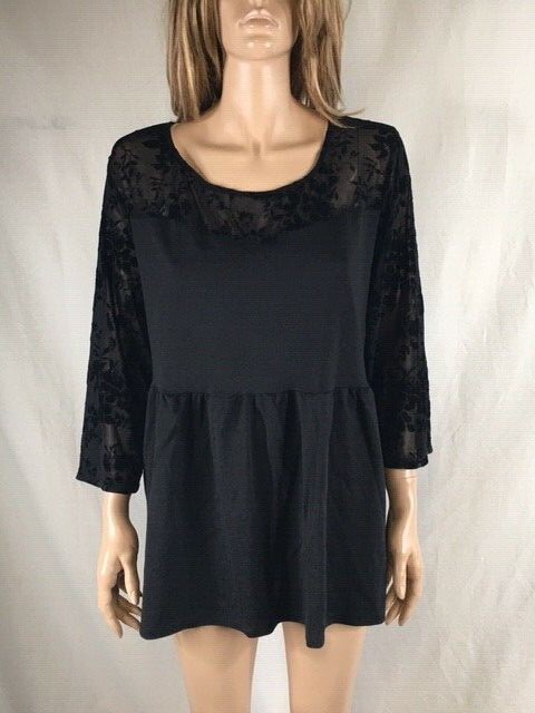 Women's NWT American Rag Plus Size 2X Flucked ILLus Classic Black Top ...