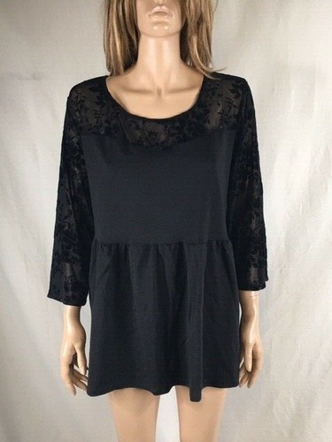 Women's NWT American Rag Plus Size 2X Flucked ILLus Classic Black Top ...