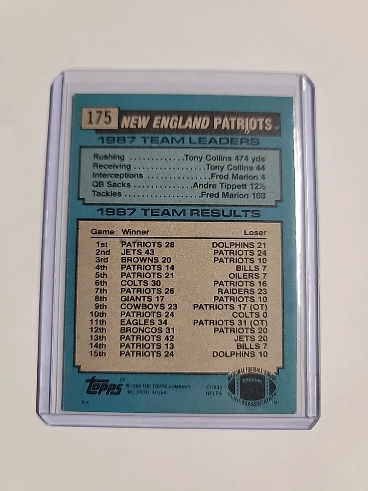 1988 Topps Football  #175 Team Leaders - Irving Fryar TL  New England Patriots - Image 2 of 2