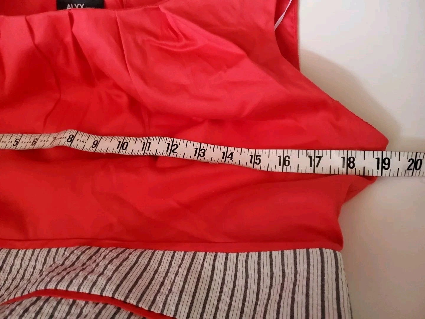 Abito tubino rosso ALYX casual scollo barca senza maniche tasche gonna a righe taglia 12