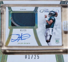 2020 Panini Flawless  Jalen Hurts RPA RC Patch 1/25 Jersey # Gold