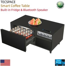 LoJok Smart Coffee Table with Built-in Fridge and Bluetooth Speaker (Black)