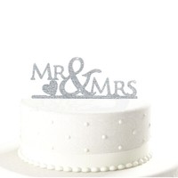 Mr & Mrs Hochzeitstorte Topper Acryl Silber Glitzernd Kuchendeckel Hochzeit
