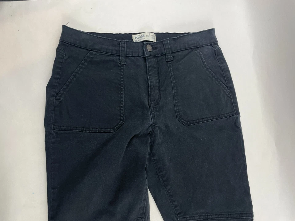 Pantalones de mezclilla Mudd Junior talla 13 negros tiro medio tobillo cremallera utilitarios ajustados elásticos Foto 3 de 4