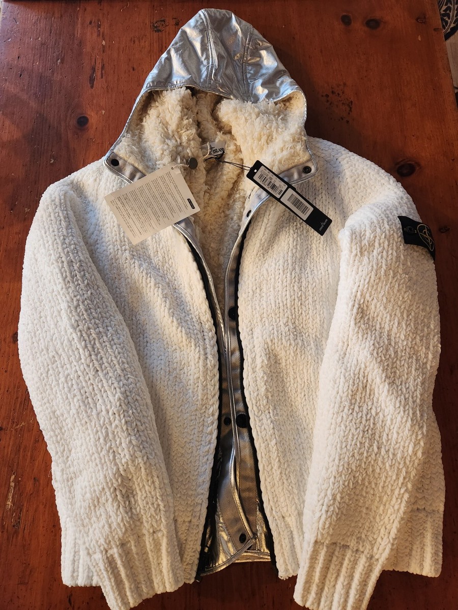 Stone Island 547A5 President's Knit Sweater - White - Size Stone Island 547A5 President's Knit Sweater - White - Size