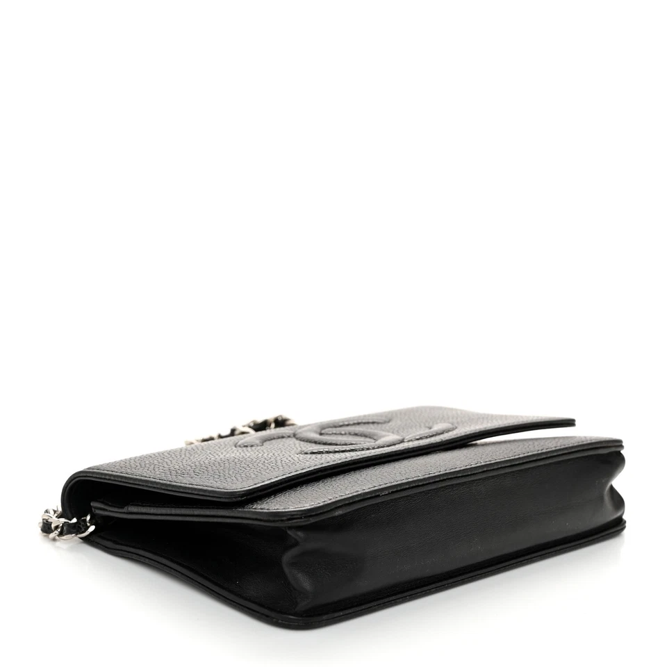 CHANEL Caviar Timeless Classic CC Wallet on Chain Black AUTHENTIC - Image 3 of 4