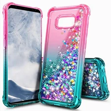 For Samsung Galaxy S8 / S8 Plus Case Liquid Glitter Waterfall Protector Cover