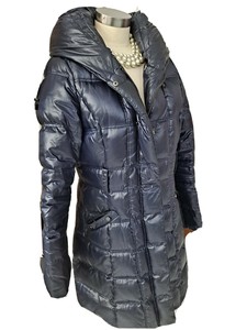 Zara abrigo chaqueta acolchada con capucha para mujer XL Cremallera Snap  azul marino brillante | eBay