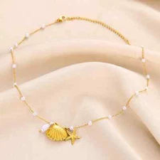 Starfish Shell 304 Stainless Steel Shell Plating Inlay Pendant Anklet Bracelet