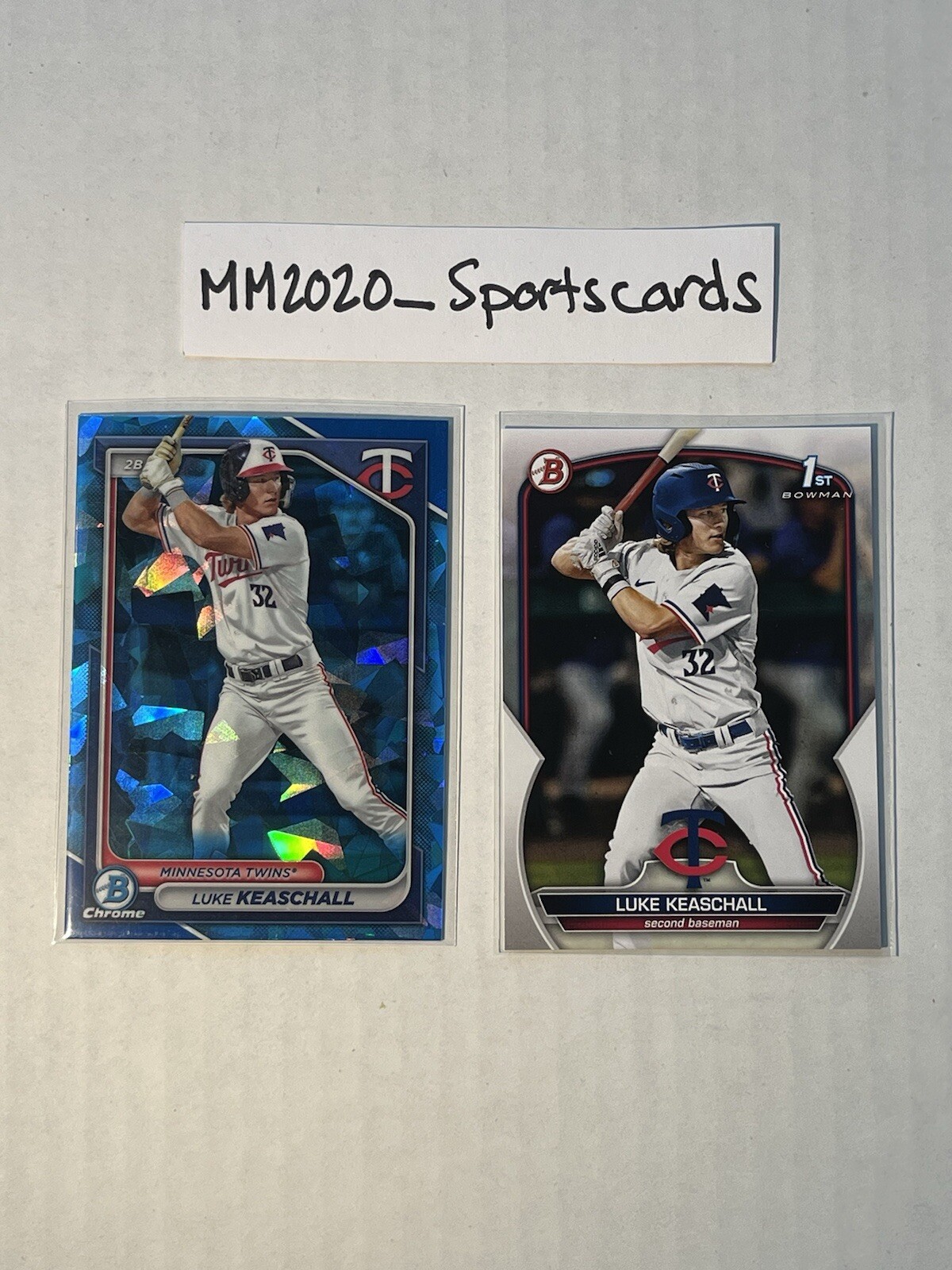 Luke Keaschall 2023 1st Bowman BD & 2024 Chrome SAPPHIRE REFRACTOR BCP Twins