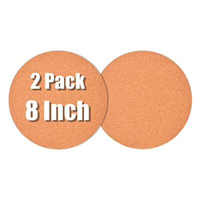 2-Pack 8'' Cork Coasters, Round Cork Plant Saucers for Gardening, 8 Inch 2 Pcs