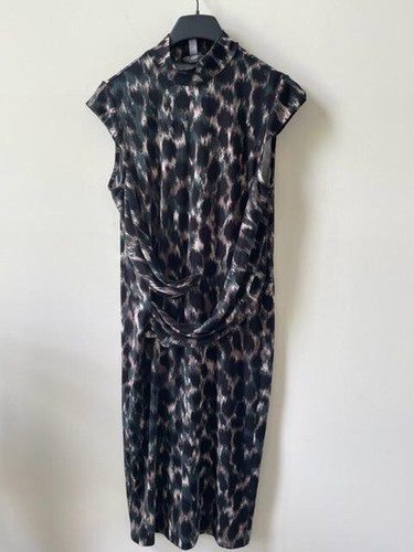 LISA RINNA Women's Sleek Leopard Print Mock Neck Midi Dress L
