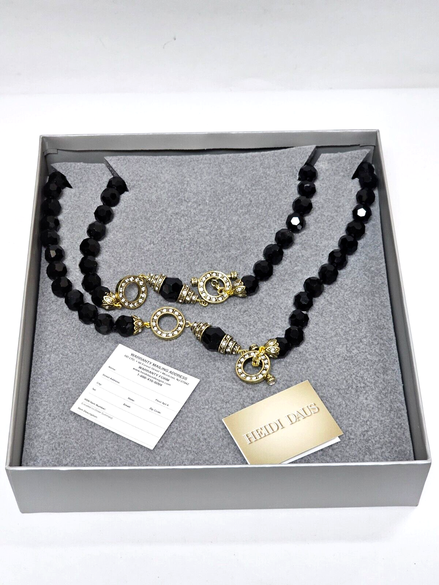 Designer Heidi Daus Let Me Count The Ways Beaded Black Crystals