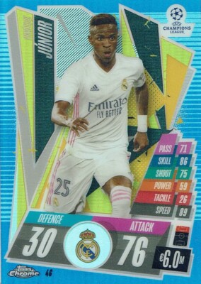 Topps Match Attax Chrome CL 20/21 Nr. 46 Vinicius Junior Blue Refractor 15/150