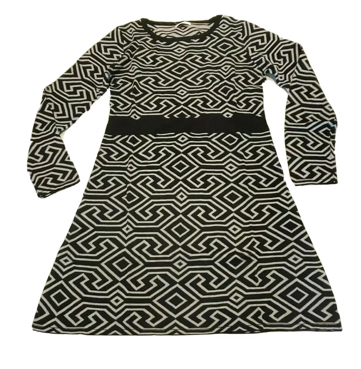 Ladies Size L Black geo pattern long sleeve Dress Urban by EZIBUY NEW | eBay