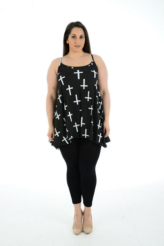 Women Swing Dress Cami Strappy Ladies Print Flared Vest Mini Top Plus Size 12-30 - Picture 63 of 70