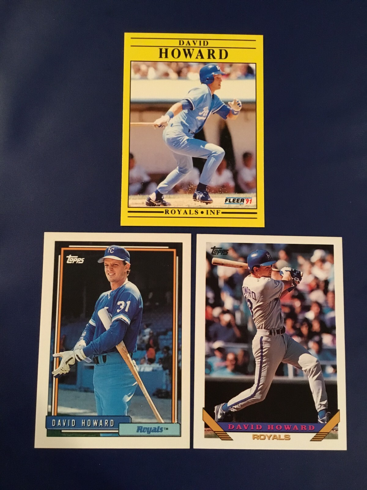 1992 & 1993 Topps & 1991 Fleer Update #519 #614 #U-27 DAVID HOWARD Lot 3 Royals
