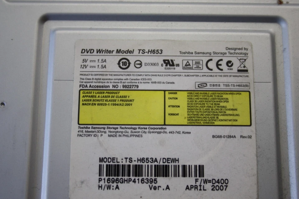 Grabadora de DVD modelo TS-H653 unidad interna DVD-RW CD-RW + 43N9134 cable SATA de 7 pines Foto 4 de 4