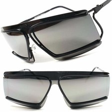 Alien Space Party Costume Cyclops Novelty Black Mirrored Futuristic Sunglasses