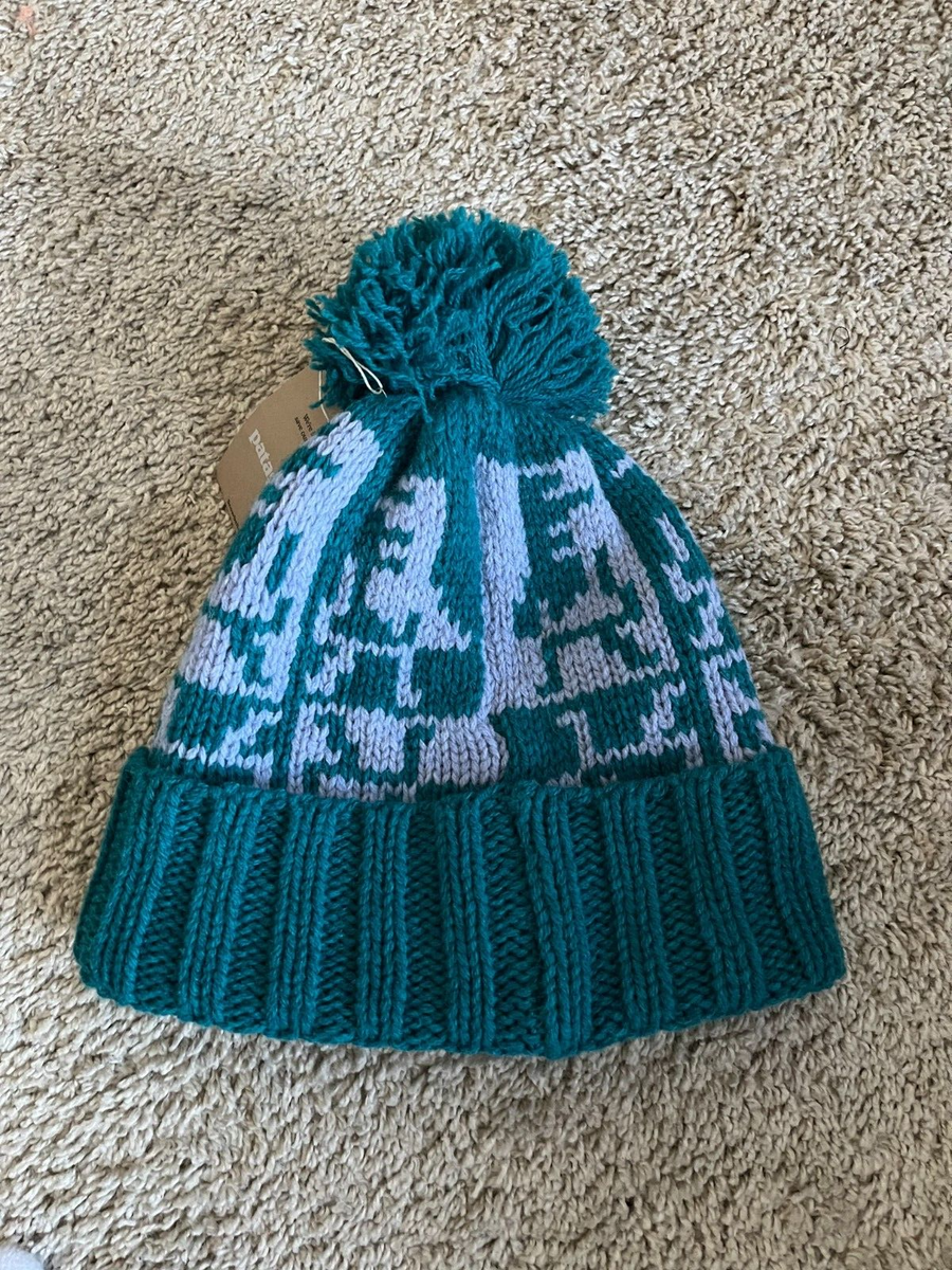 Patagonia Snowbelle Snow Beanie Penguin Squawk Belay Blue Wool