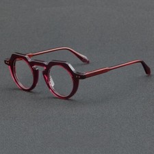 Retro Acetate Full Rim Glasses Round Rivet Women Men Eyeglasses Frames Red