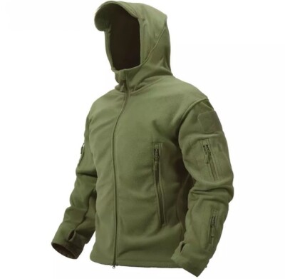 Mens Hooded Sweatshirt Fleece Jacket Outdoor Warm Zip Up Jacket