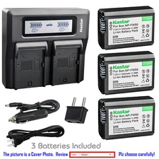 Kastar Battery LCD Dual Fast Charger for NP-FW50 & Sony α7 α7 II α7R α7R II α7II