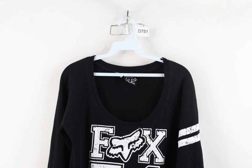 Vintage Fox Racing Womens Size Small Faded Spell Out Big Logo Sweatshirt Black - Image 2 of 4