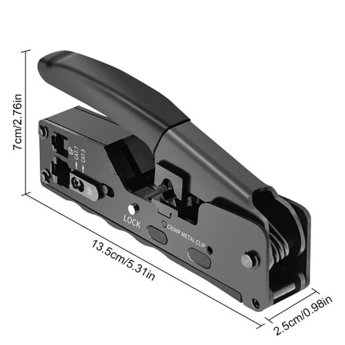 RJ45 Crimpzange + 12 Cat7 Stecker Set Netzwerk Werkzeug Lan Kabel Zange Cat 7 6 - Afbeelding 10 van 11