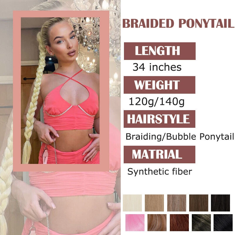 Pieza de pelo sintética de 86 cm trenzado cola de caballo hágalo usted mismo trenzas cola de caballo pelucas torcidas Foto 4 de 4