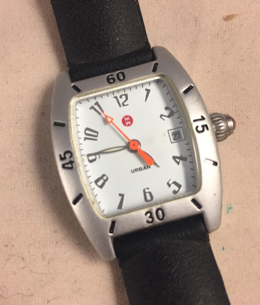 Michele Urban Mini Aluminum antique Dial Black Band Watch 72-196-A Swiss rare Michele Diamond Urban Mini Watch 29mm main image 3
