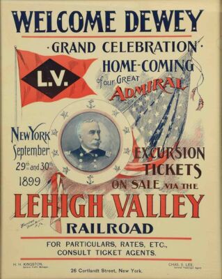 WELCOME DEWEY LEHIGH VALLEY RAILROAD 15'' HEAVY DUTY USA MADE METAL RR ADV SIGN