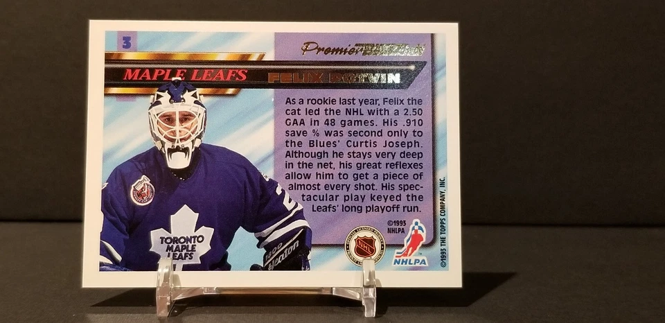 1993-94 Topps Premier Black Gold #3 Felix Potvin Toronto Maple Leafs - Image 4 of 4