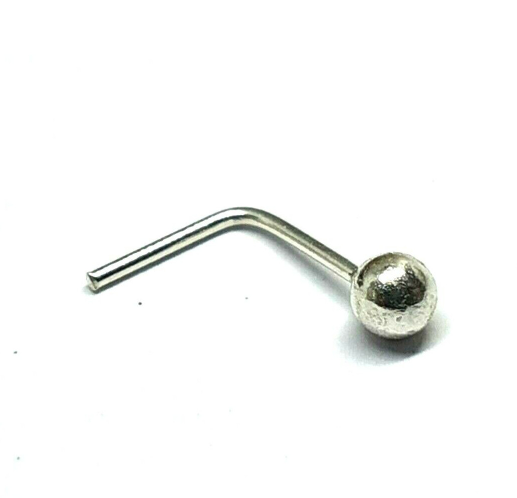 Ball Nose Stud 2mm End 22g (0.6mm) 925 Sterling Silver L Bendable Pin Jewellery