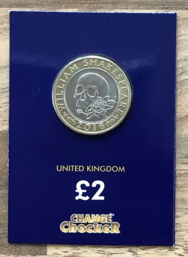 SHAKESPEARE TRAGEDIES 2016 COMMEMORATIVE £2 COIN CHANGE CHECKER BLUE CARDED PACK - Zdjęcie 1 z 4