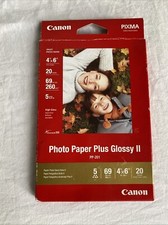 Canon Pixma Photo Paper Plus Glossy II PP-201 4" x 6" 20 Sheets