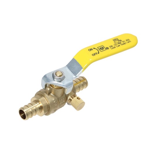 1 Pack XFITTING 1/2" Pex Ball Valve with Drain, Pex B, Lead Free Brass,