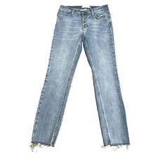 Free People Jeans Womens 27 26x26 Mid Rise Stretch Raw Hem Medium Wash