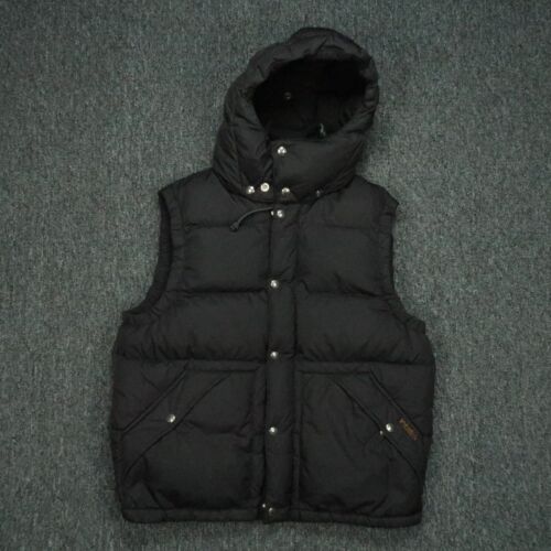 Polo Ralph Lauren Vest Mens Medium Black Bubble Full Zip Snap Elmwood Hooded