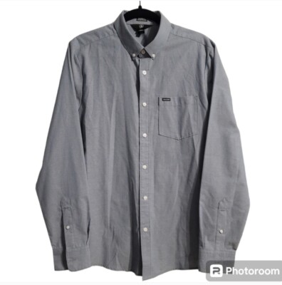 Volcom Button-Down Shirt Mens Medium Blue Modern Fit Chambray Long Sleeve Casual
