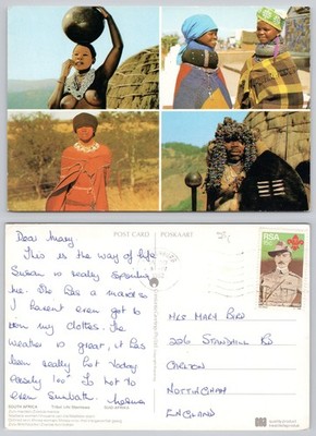c42805 Stammesleben Frauen Zulu Ndebele Xhosa Südafrika Postkarte 1982 Stempel