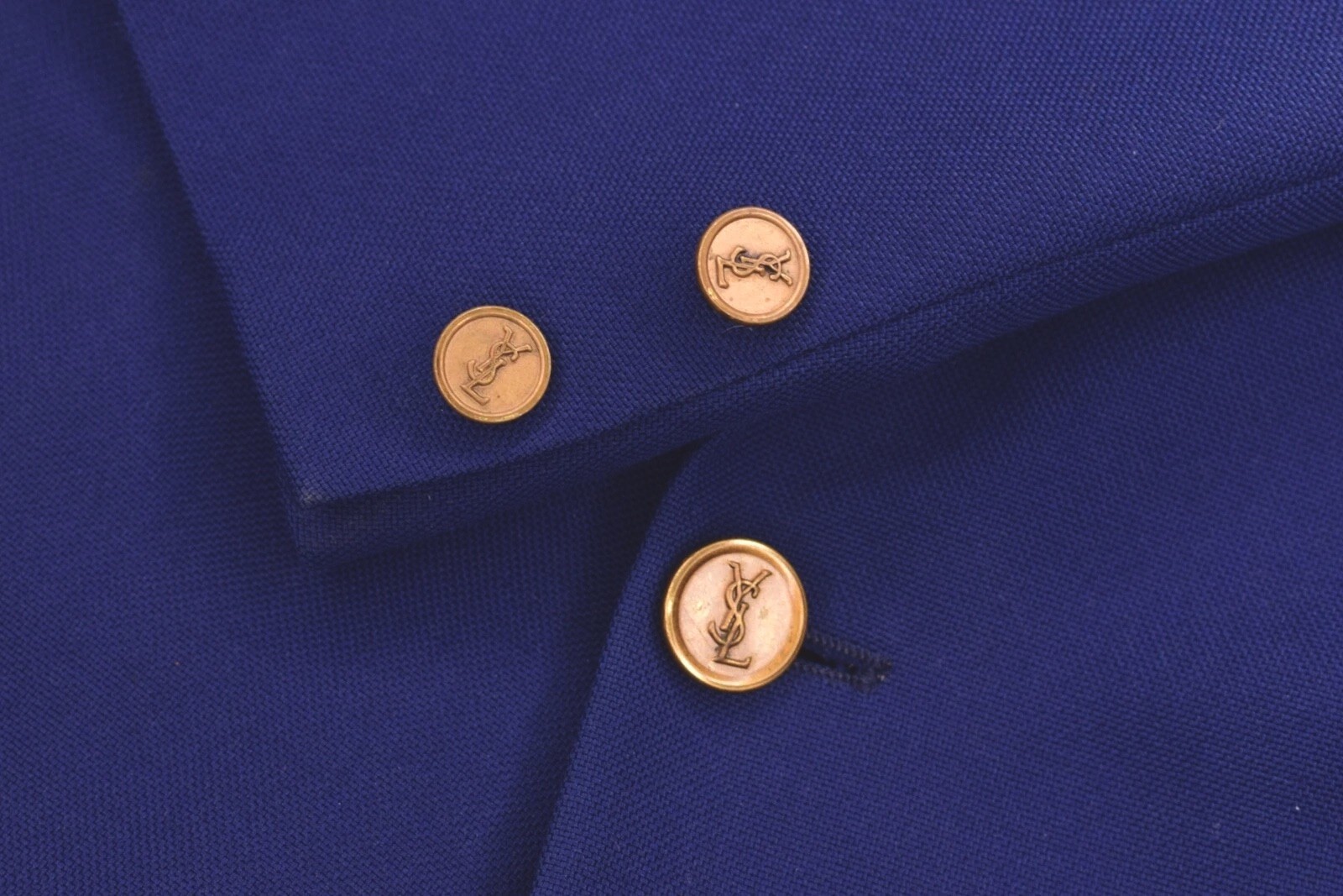 Giacca cappotto sportivo uomo vintage Yves Saint Laurent blu blazer bottoni oro taglia 42R