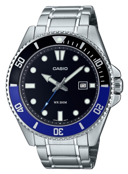 Casio Edelstahl Schwarz Zifferblatt Japan Mov't Quarz MDV-107D-1A2 Herrenuhr-image