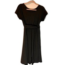 Torrid Dress L Gray Scoop Nck Cap Slve Fit & Flare Attached Belt Business Casual