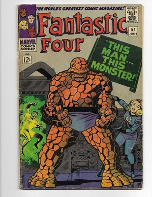 Fantastic Four 51 Marvel Comics 1966 VG- 3.5 ''This Man...This Monster'' Thing