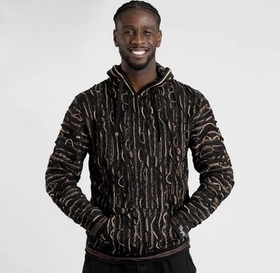 Coogi Nightfall Knit Sweater Hoodie Adult L Mercerized Cotton