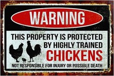 Funny Chicken , Chicken Coop Tin Metal Signs Home D cor, This property is protec
