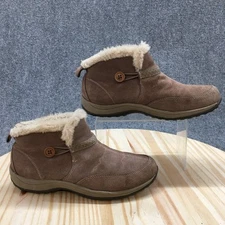 Easy Spirit Winter Boots Womens 10 M Ski Lift Brown Leather Faux Fur Button