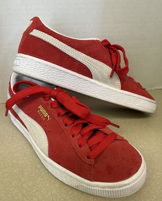 Puma red suede shoes boy size 4.5c UK 3.5  Very nice condition